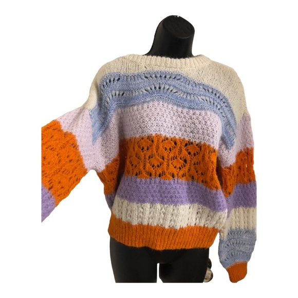 Vero Moda crochet knit colorblock new boho sweater size medium brand new - Picture 6 of 17